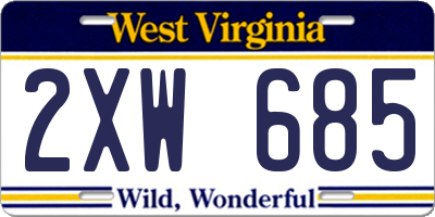 WV license plate 2XW685