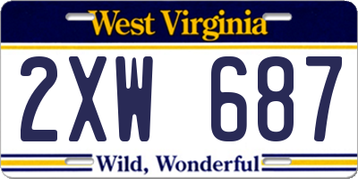 WV license plate 2XW687