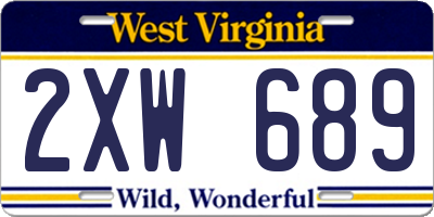 WV license plate 2XW689