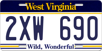 WV license plate 2XW690