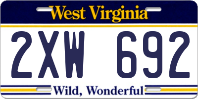WV license plate 2XW692
