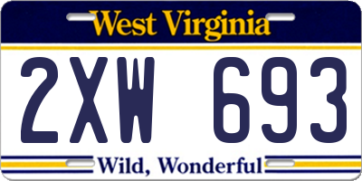 WV license plate 2XW693