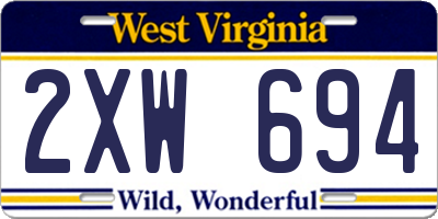 WV license plate 2XW694