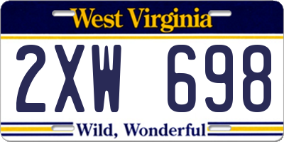 WV license plate 2XW698