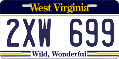 WV license plate 2XW699