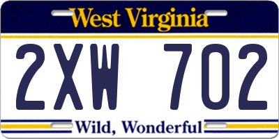 WV license plate 2XW702