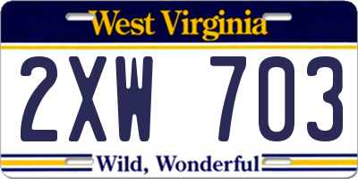 WV license plate 2XW703