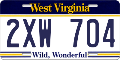 WV license plate 2XW704