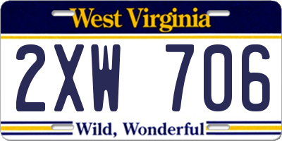 WV license plate 2XW706