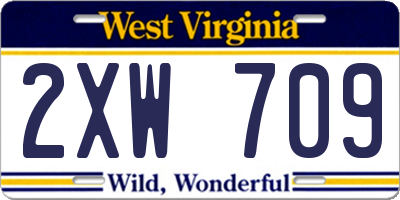 WV license plate 2XW709