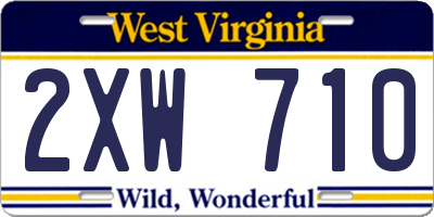 WV license plate 2XW710