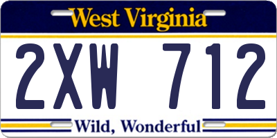 WV license plate 2XW712
