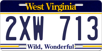 WV license plate 2XW713