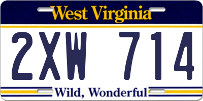 WV license plate 2XW714