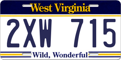 WV license plate 2XW715
