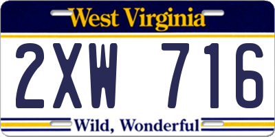 WV license plate 2XW716