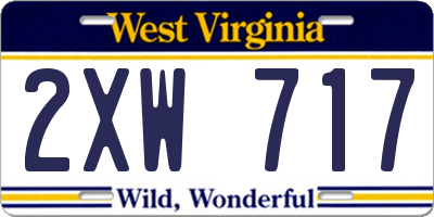 WV license plate 2XW717