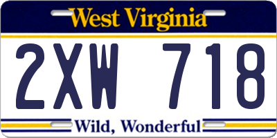 WV license plate 2XW718