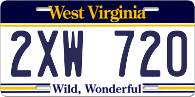 WV license plate 2XW720