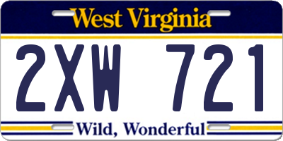 WV license plate 2XW721