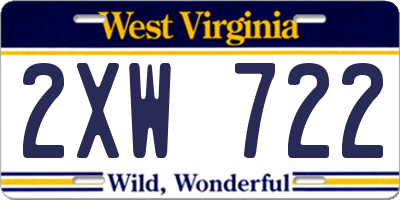WV license plate 2XW722