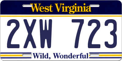 WV license plate 2XW723