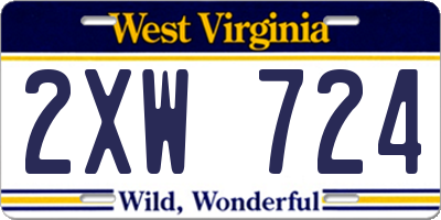 WV license plate 2XW724