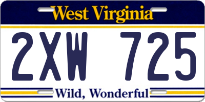 WV license plate 2XW725