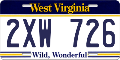 WV license plate 2XW726