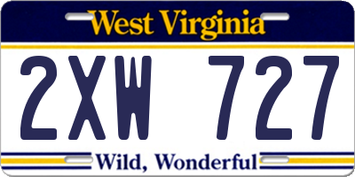 WV license plate 2XW727