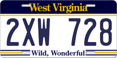 WV license plate 2XW728