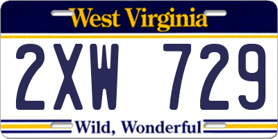 WV license plate 2XW729