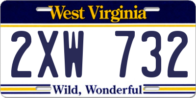 WV license plate 2XW732