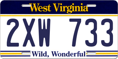 WV license plate 2XW733