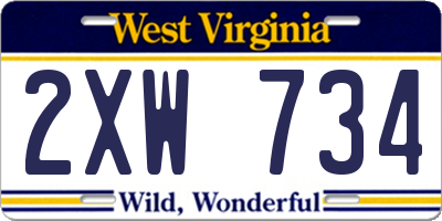 WV license plate 2XW734