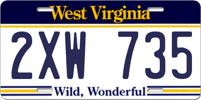 WV license plate 2XW735