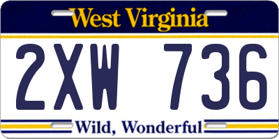 WV license plate 2XW736