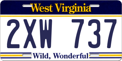 WV license plate 2XW737