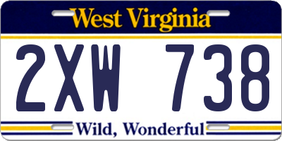 WV license plate 2XW738