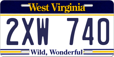 WV license plate 2XW740