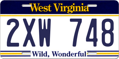 WV license plate 2XW748