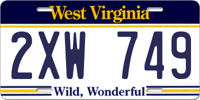 WV license plate 2XW749