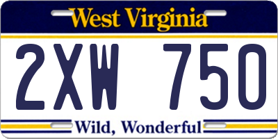 WV license plate 2XW750