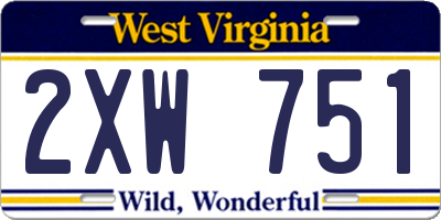 WV license plate 2XW751