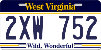 WV license plate 2XW752