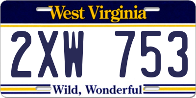 WV license plate 2XW753