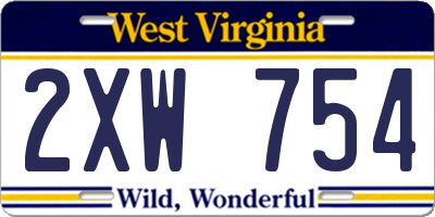 WV license plate 2XW754