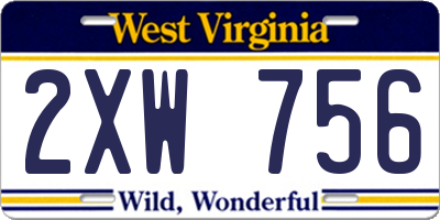 WV license plate 2XW756