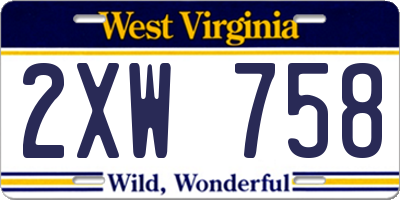 WV license plate 2XW758
