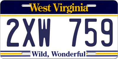 WV license plate 2XW759